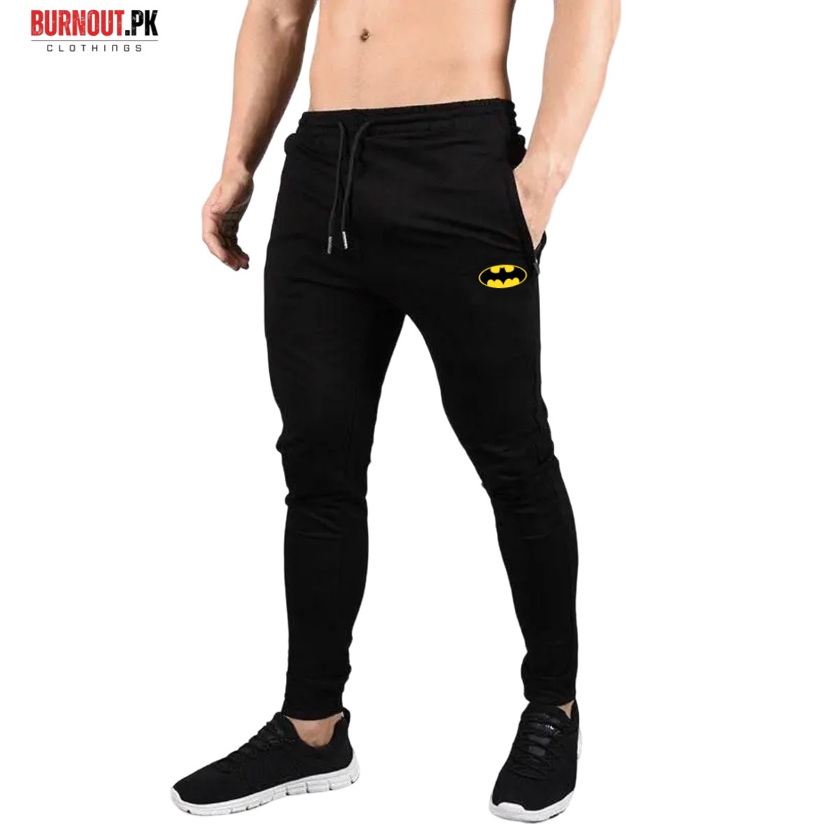 BURNOUT.PK NEW TRENDY SUMMER COLLECTION BATMAN PRINTED BLACK TROUSER FOR MENS