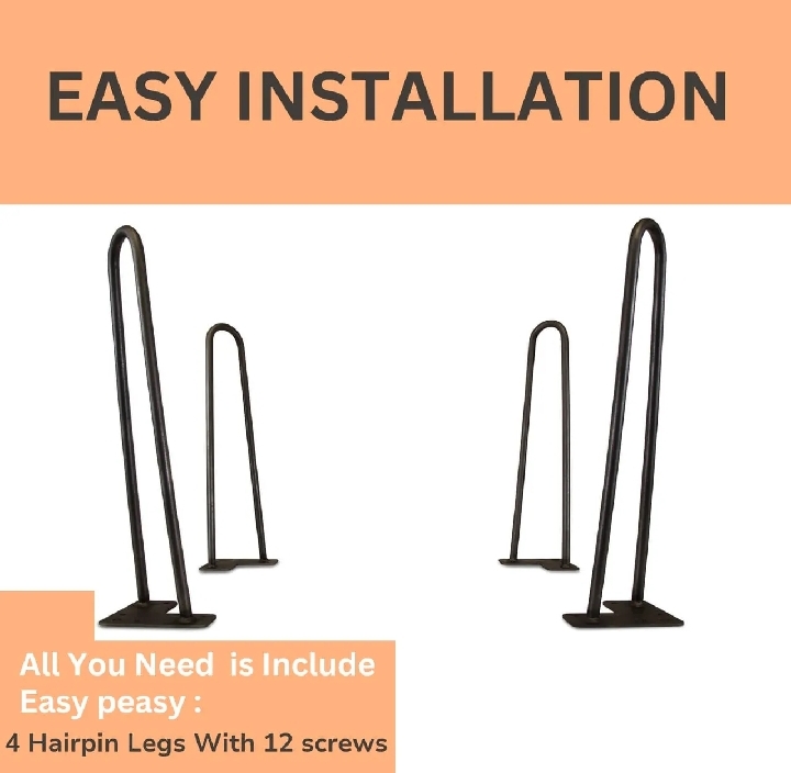 Heavy Duty Metal Table Legs – Industrial Iron Base for Coffee Table, Dining Table & Live Edge Tops – Matte Black Powder Coated, Custom Size Available