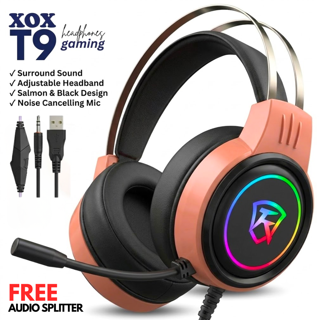 FunBug Pro Gaming Headset with RGB Lights, Noise Cancelling Microphone, USB/3.5mm Plug - Comfortable Ear Cushions, On-Headset Audio Control, New Gaming Headphones