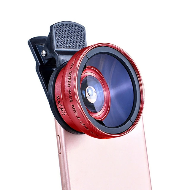 2 Functions Mobile Phone Lens 0.45X Wide Angle Len & 12.5X Macro HD Camera Lens Universal For iPhone Android Phone Smartphone