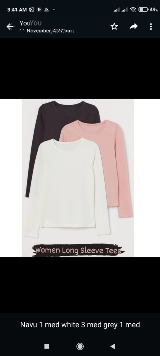 pack of 3 Full Sleeve T Shirt For Woman
