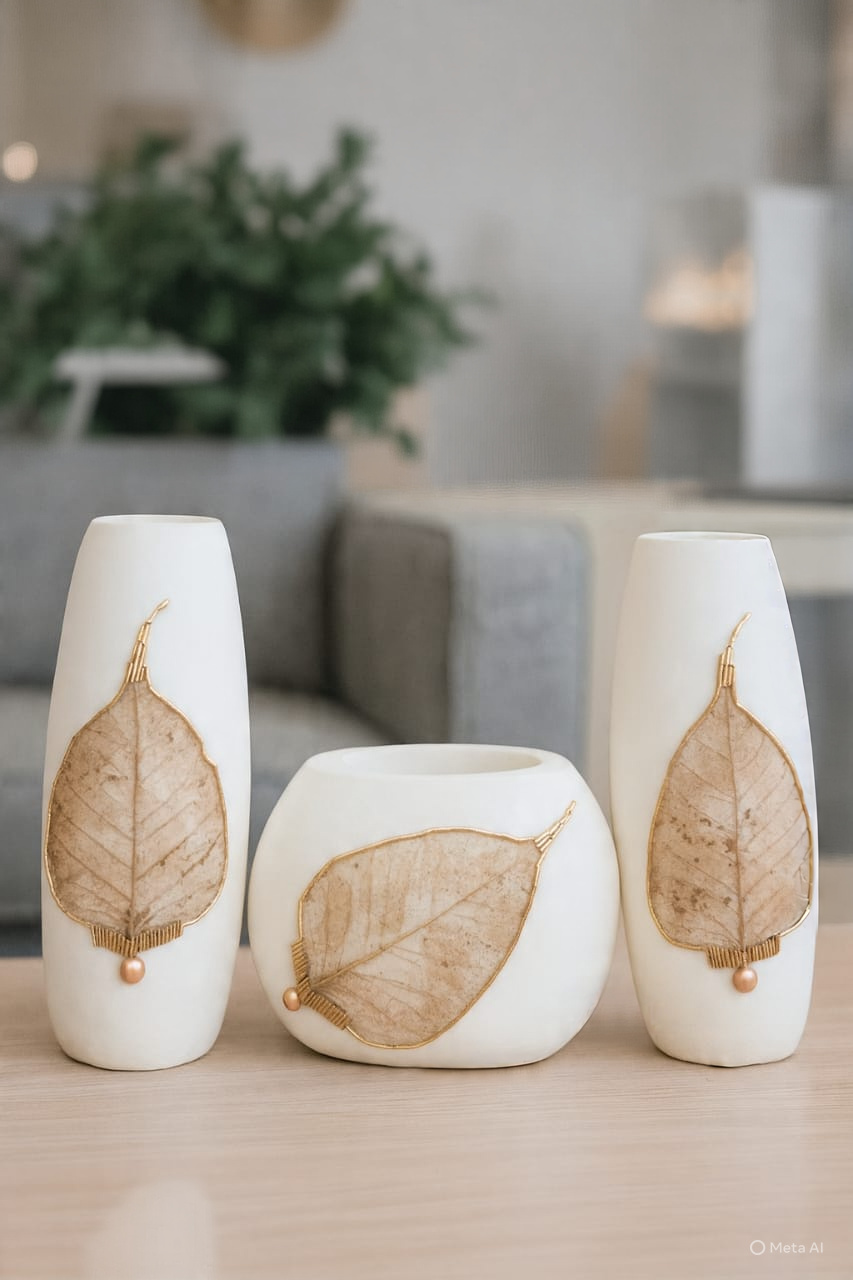 Vases For Home Decoration Items| Set of 3 Turkish Style| perfect for living room and bedroom| Mate colour White | Excellent Choice For Gift 🎁|