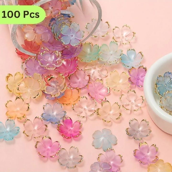 20/50/100 Pcs ABS Round Flowers - Imitation Pearl Beads For DIY Jewellery Making
