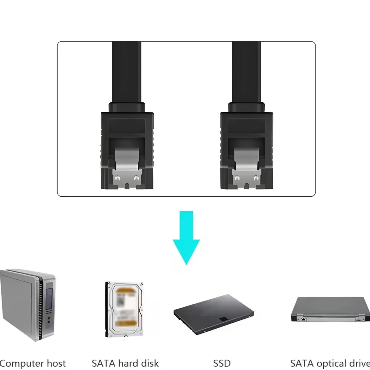Cable 90 Degree SATA Cable SATA III 6Gbps Right Angle Data Cable for SSD, HDD, CD/DVD Drives, Hard Drive, Gaming PC, Desktop