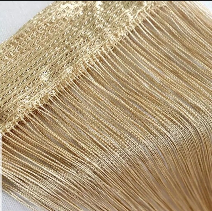 Golden Polyester Tassel String Curtain 200x100 cm for Door Window Room Divider