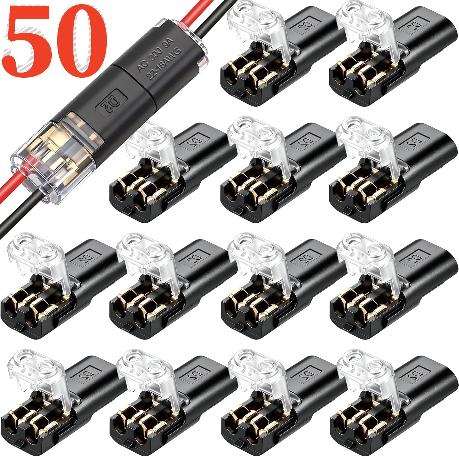 10/20/50pcs Double Wire Plug In Connector,2 Pin Way Plug Car Waterproof Electrical Connector Wire Cable Automotive
