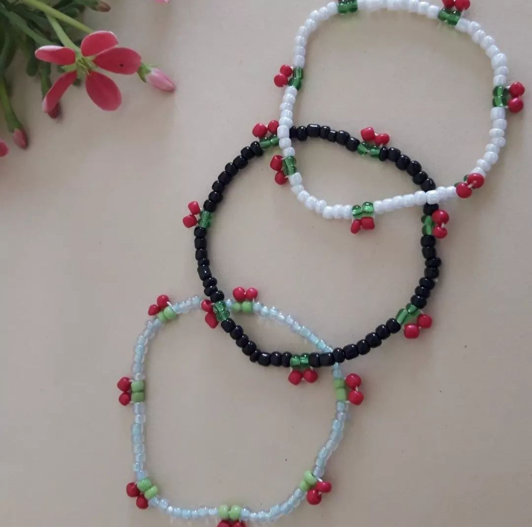Pack Of 3 Cherry Beads Bracelet | Rings | New Trending