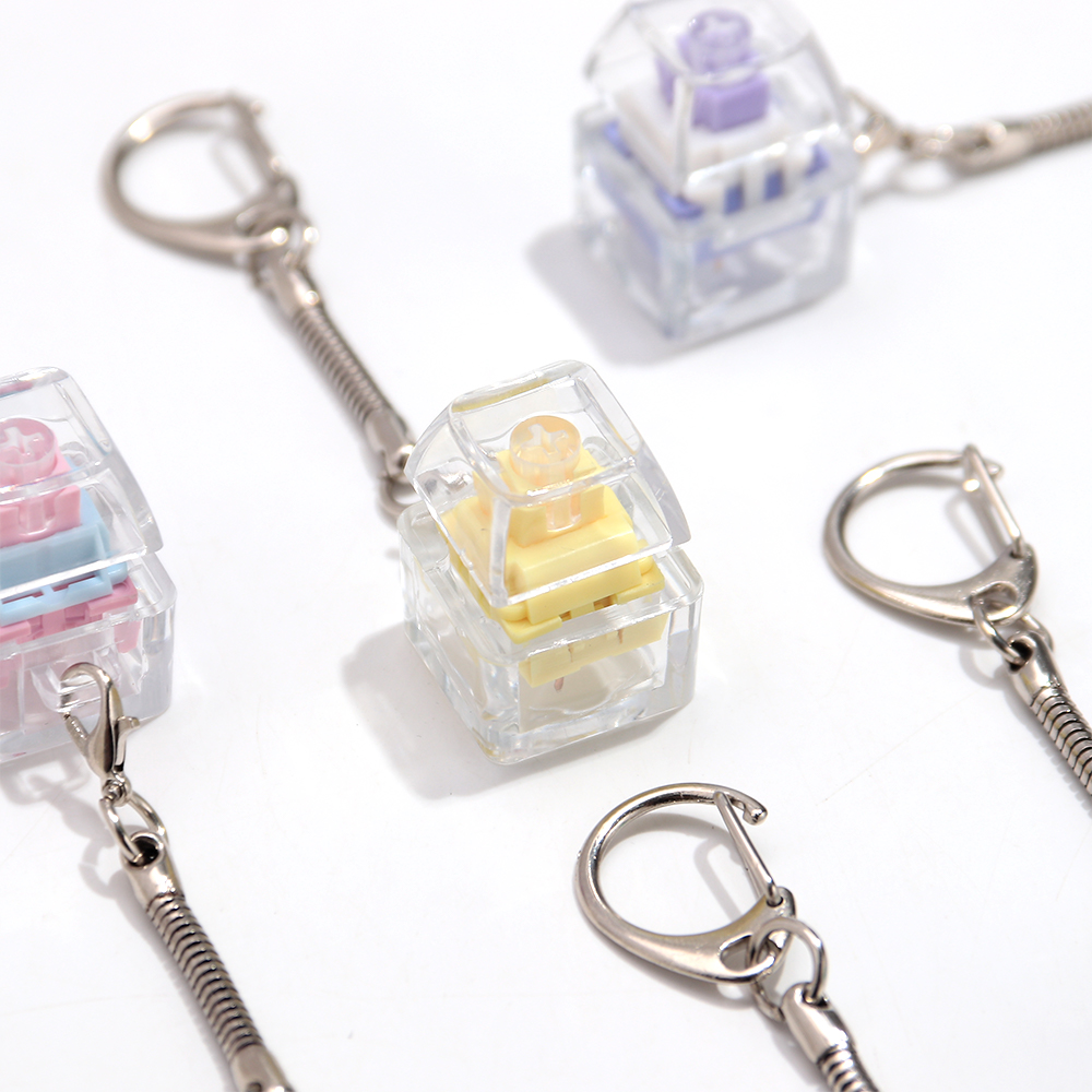 Keyboard Fidget Toys Crystal Keycap Keychain No Light Stress Relief Fingertip Gadget Decompression Toys Clicker Fidget Toy