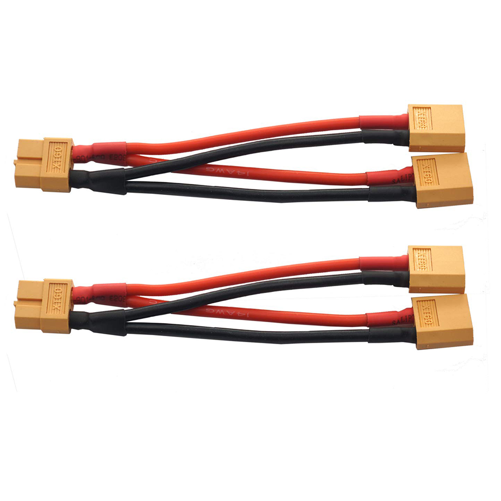 2pcs XT60 Y Splitter 14AWG XT60 Parallel Battery Connector Cable for Quadcopter RC Car