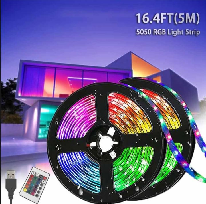 5M Smart RGB LED Strip Lights with Remote & 12V Power Adaptor| 15 Feet Approx. Self-Adhesive Waterproof Multi-Color Changing 2835 & 5050 SMD Flexible Tape Light Kit for Car Interior, TV Backlight, Bedroom, Gaming Room, Home & Party Decoration Lighting