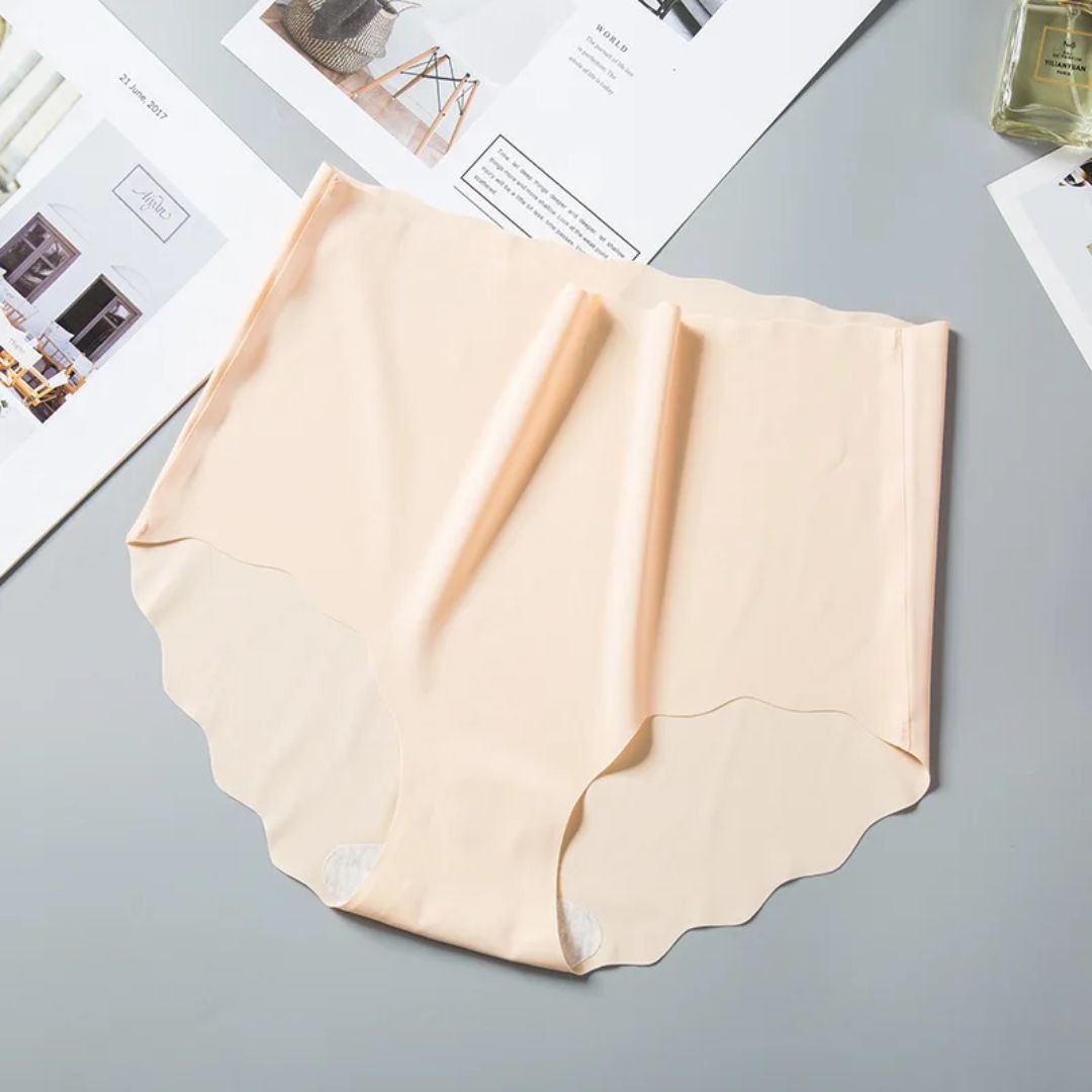 Pack of 3 Ice Silk Seamless Panties for Women | Soft Solid Color Women's Briefs | Elastic Ultra Thin No Show Underwear | Wavy Edge Comfortable Daily Wear Panties for Ladies & Girls