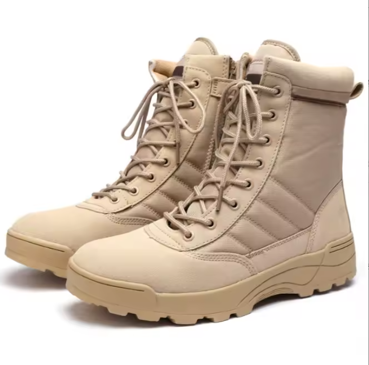 Army Military Combat Swat Boots for Men – High Ankle Tactical Desert Shoes with Side Zipper – Perfect for Polic, Security Guards & Outdoor Use