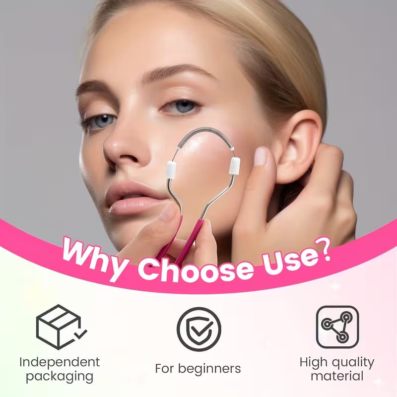 Stainless Steel Painless Hair Remover_ Manual Spring Facial Hair Remover for Women | Upper Lip, Chin & Face Hair Removal Tool | Portable Threading Epilator