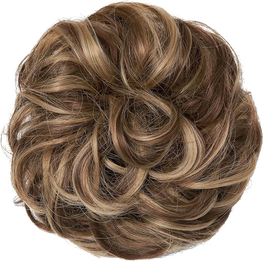 Dark Brown Hair Bun Extension Synthetic Hairpiece Clip In Messy Curly Bun Hair Accessory Women Girls Elegant Hair Accessory Easy To Use Comfortable Lightweight Adjustable Size Premium Quality Hairpiece For Parties Weddings Daily Wear