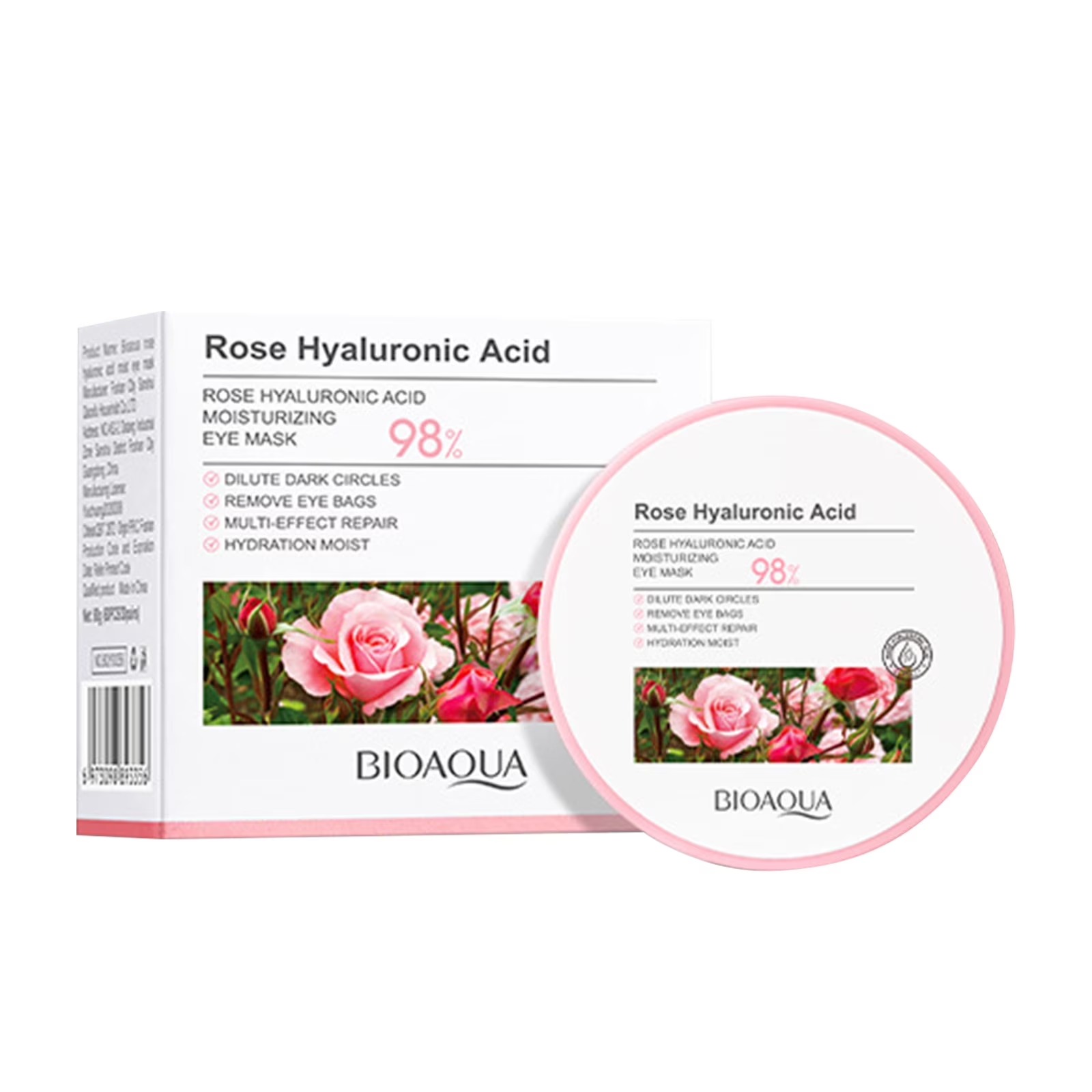 BIOAQUA 60 pcs Rose Hyaluronic Acid Brightening & Moisturizing Eye Mask Dark Circles & Eye Bag Repair Hydrating Eye Mask BQY93356