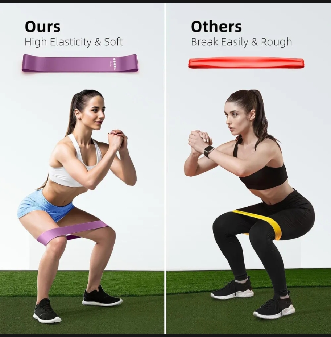 5PCS Resistance Bands Set for Workout – Non-Slip Hip Bands for Gym, Yoga, Squats & Home Fitness (Light to X-Heavy)