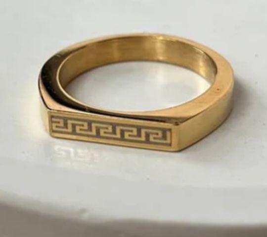 Hot Selling Slim Ring For Men And Women Top Fashion High Quality  Stainless steel Slim  Greek Rectangle Ring For Boys And Girls Never FADE  Color