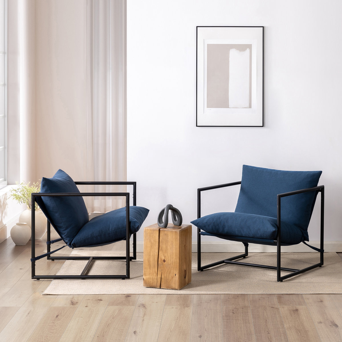 Modern Accent Chair Lounge Chair Single Sofa Chair Rocking Chair Velvet Chair Metal Frame Chair Reading Chair Living Room Chair Bedroom Chair Office Chair Contemporary Leisure Chair Navy Blue