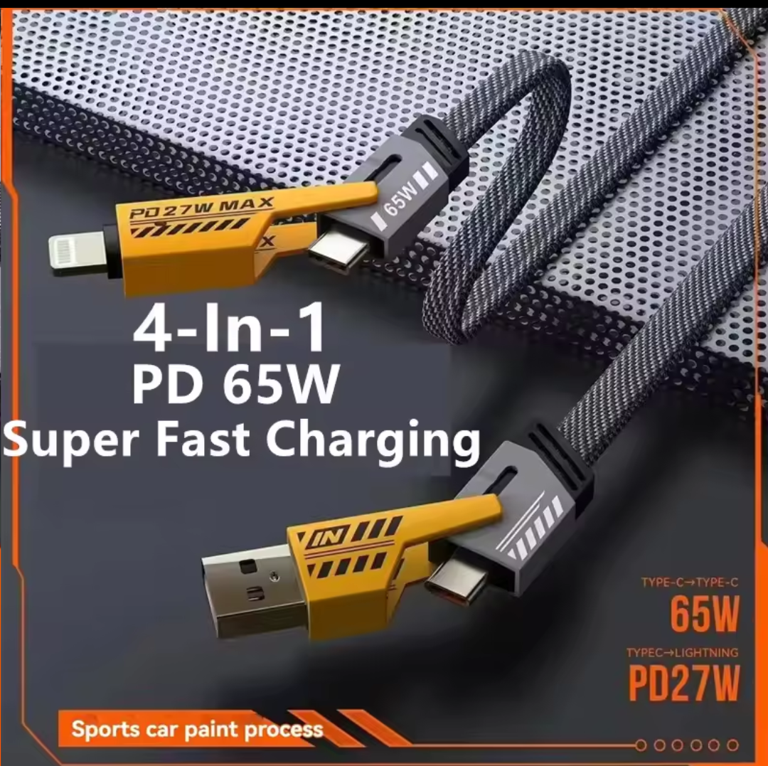 65W Four-in-one Multi-function Fast Data Cable USB Type C PD Super Fast Charging Various Mobile Phone For iPhone Samsung Xiaomi price in Pakistan