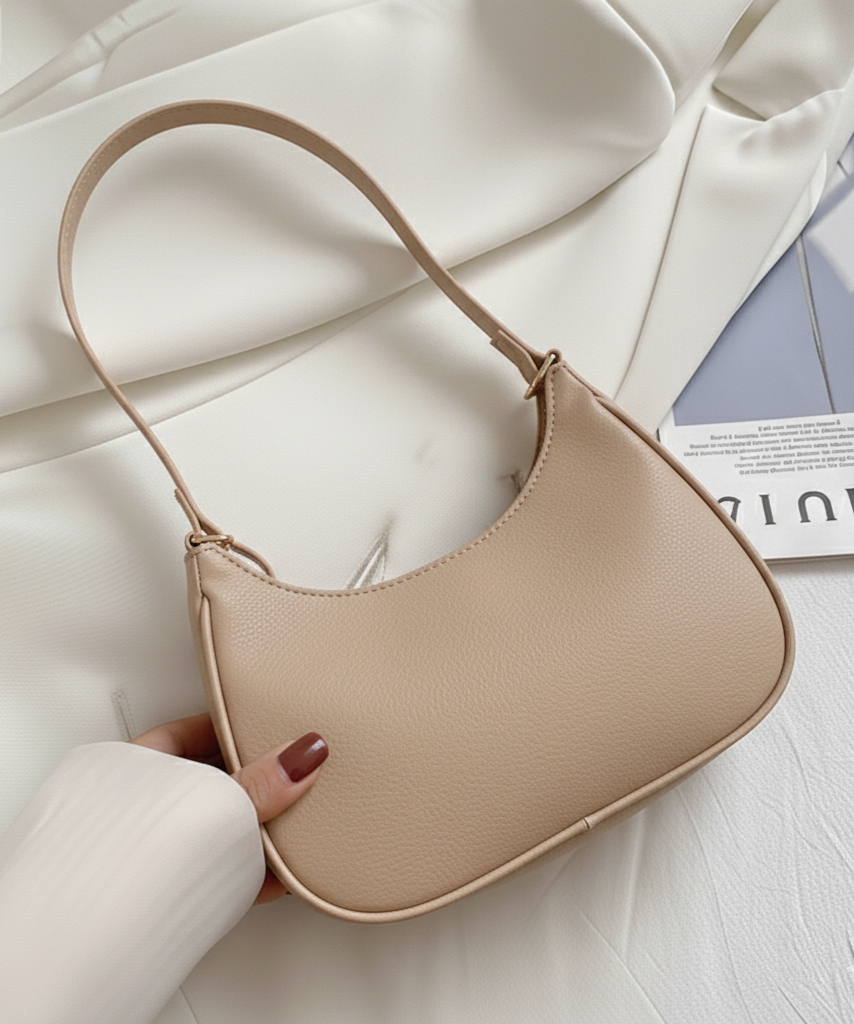 Korean Style Solid MultiColor Shoulder Bag for Women | Elegant & Stylish Underarm Hobo Clutch | Casual Trendy Crescent Purse For Women