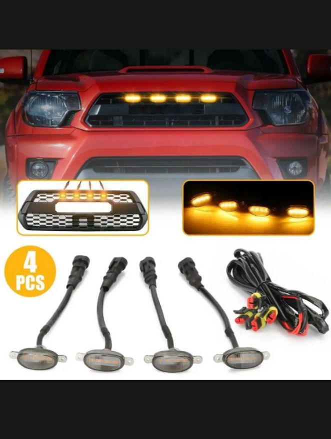 GMC Smoke  Front Grill Yellow LED Lights set of 04 pieces