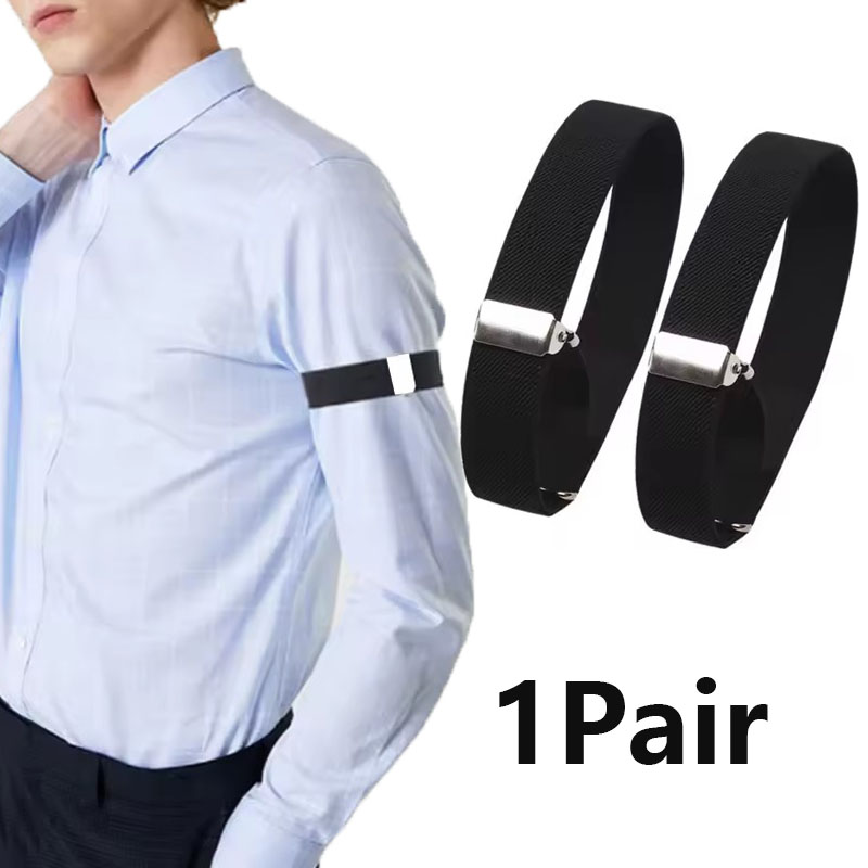 HOT 2Pcs Adjustable Shirt Sleeve Garters Elastic Non-Slip Armband Sleeve Holders Fashion Arm Cuffs Bands for Men Women Daily Use