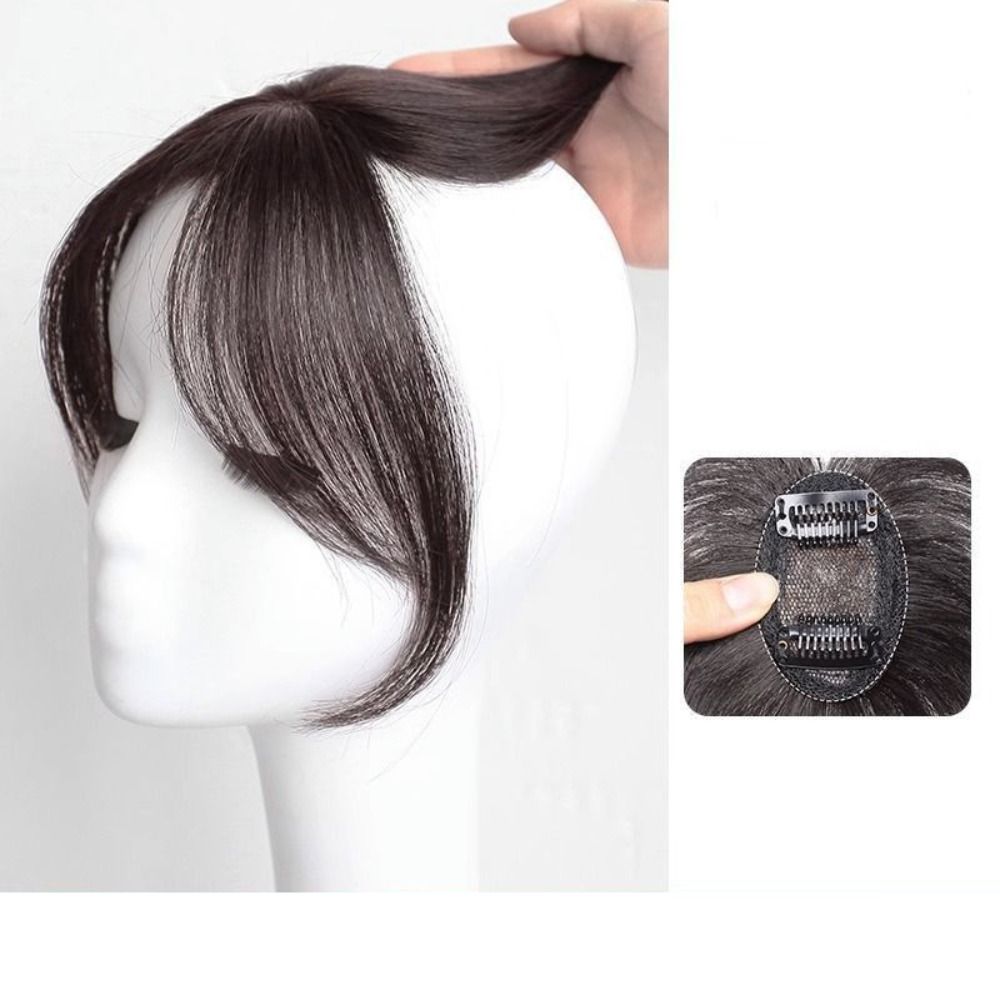 Fashion 3D Natural Bangs Invisible Middle Part False Bangs Synthetic Clip-In Side Fringe Hairpieces Women