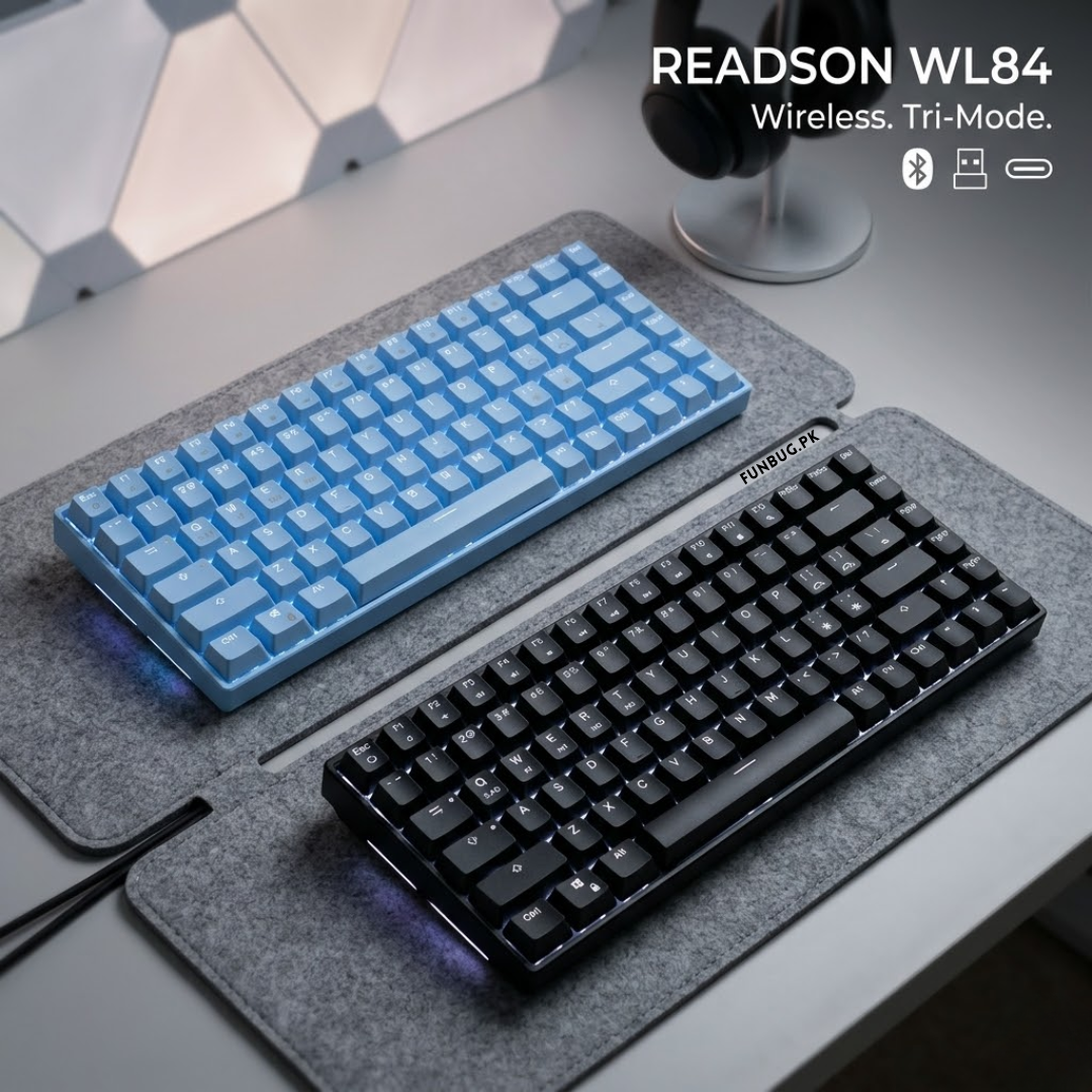 【Readson WL84】 Tri-Mode Wireless Mechanical Rgb Gaming Keyboard - 84 Keys Wireless 2.4G/Bluetooth/Wired - Compact Backlit Mechanical Keyboard with  Blue/Brown/Red Switch - TypeC Wired/Wireless Key Board For Professional Gaming - FunBug