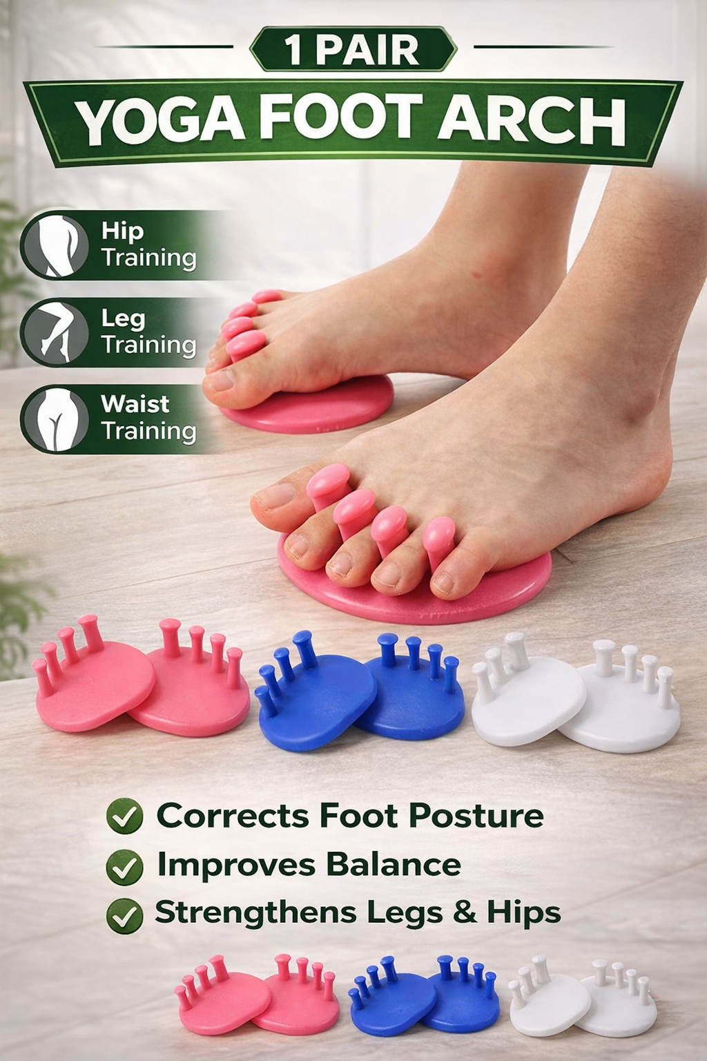 1 Pair Yoga Fitness Foot Arch Trainer Thumb Valgus Corrector Slim Legs Hip Enhance Leg Shape Lose Weight Tools Denovo Mart