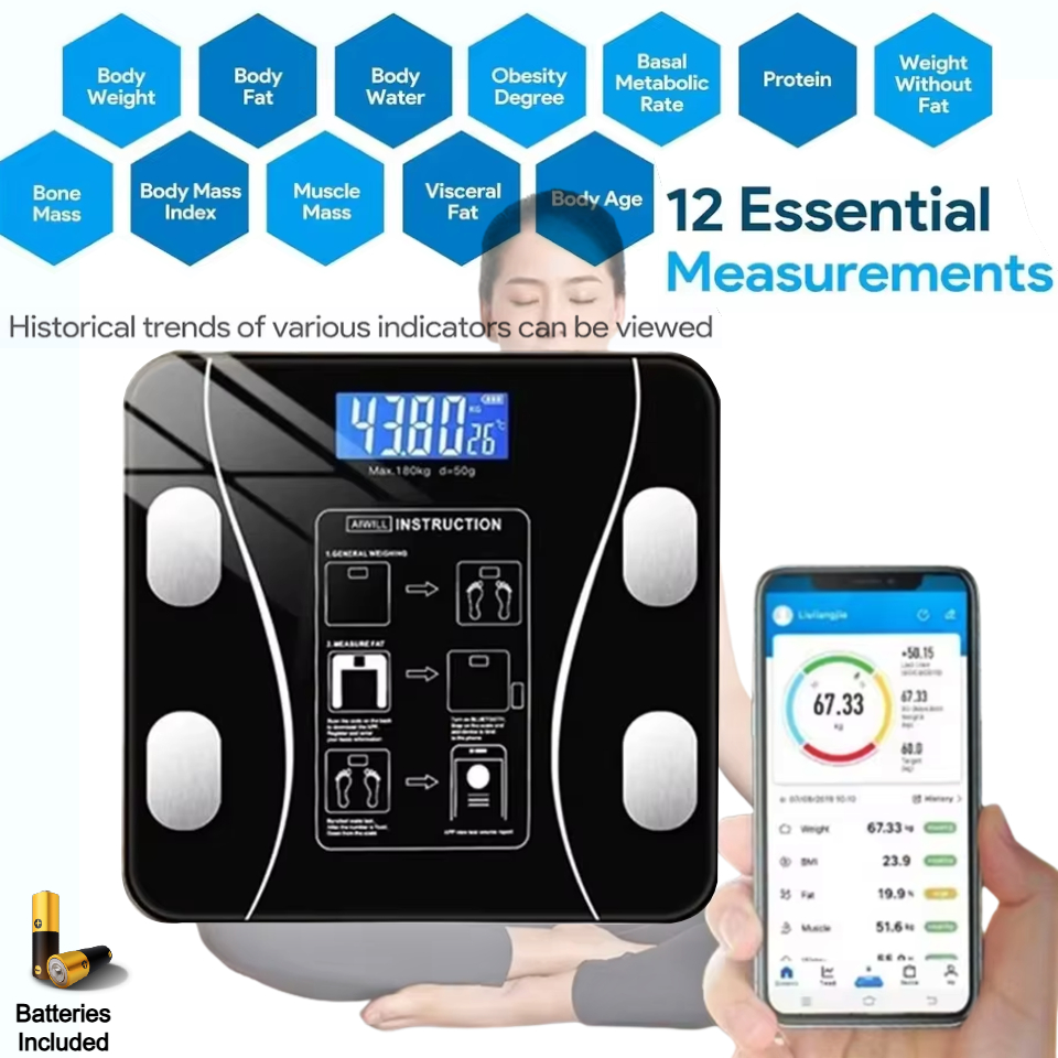 Electronic Digital Body Weight Scale 180kg | Tempered Glass Bathroom Weighing Machine | Body Weight Scale Smart LED Display Health Weight Scale | Household Personal Body Weight Machine | Accurate Digital Weighing Scale for Home Gym