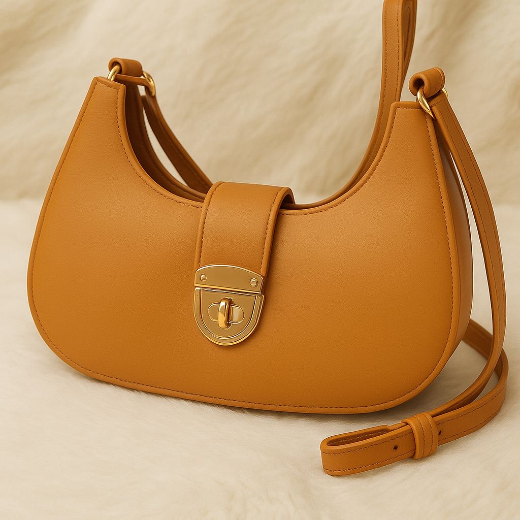 Women’s Hobo Handbag – Stylish Faux Leather Shoulder Bag with Gold Turn-Lock & Large Capacity