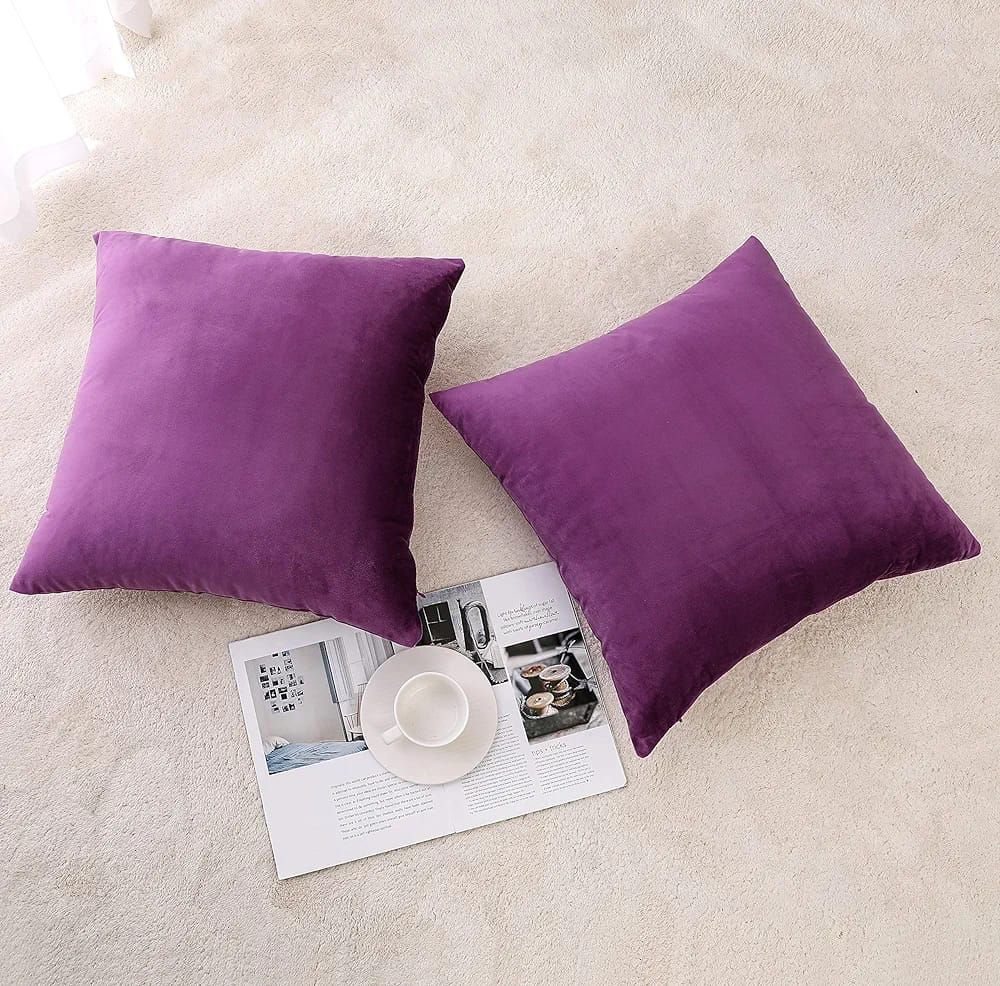 Plain Velvet Cushion Covers 16"×16" Inches By Ayat Bedding