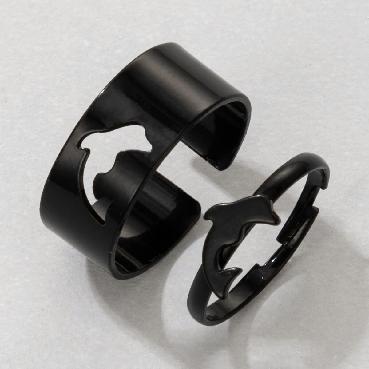 New Trendy Adjustable Dolphin Shaped Rings For Women Men Lover Couple Rings Set Friendship Engagement Wedding Opening Anel Jewelry