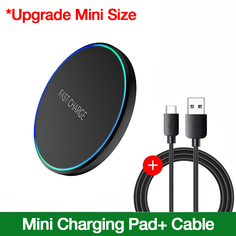Mini Fast Wireless Charger Pad For iPhone 17 16 15 14 13 11 Pro Max Induction LED Light Charging Station For