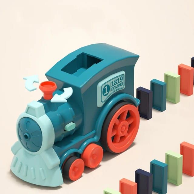 Domino electric train, children's building blocks are automatically put into fun educational toys