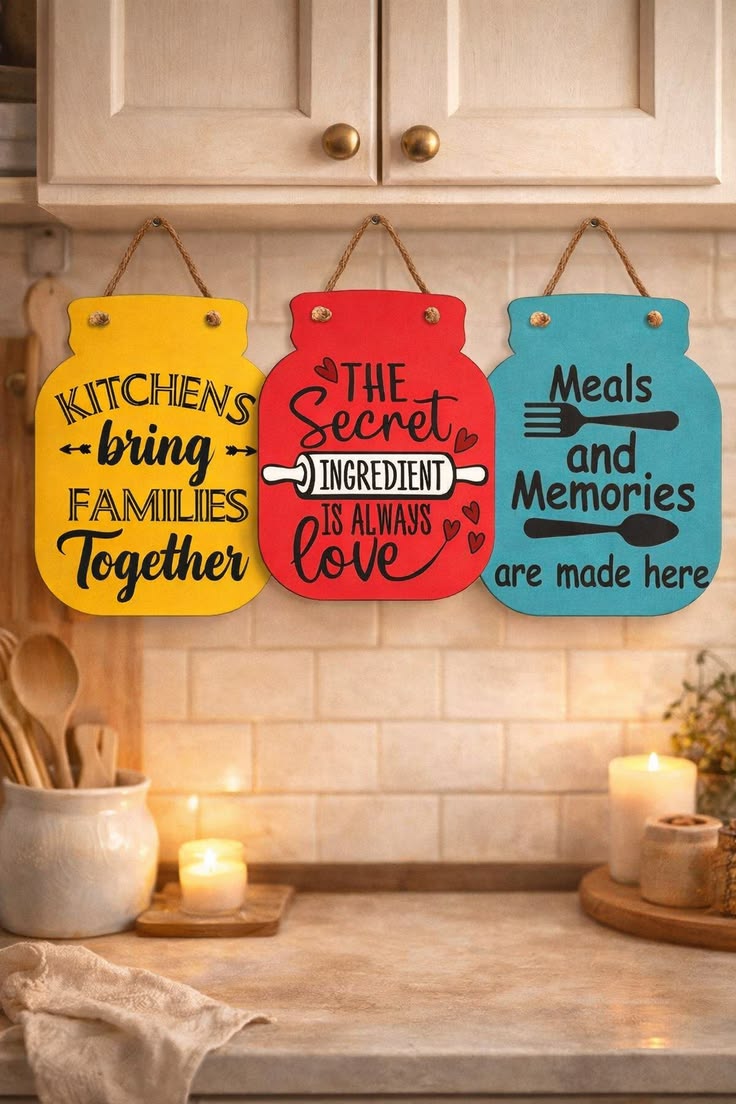 3 Pcs / 2 Pcs Kitchen Wall Art Set – Colorful Wooden Hanging Boards | Home Decor Wall Art for Kitchen| kitchen decor|dinning room decore