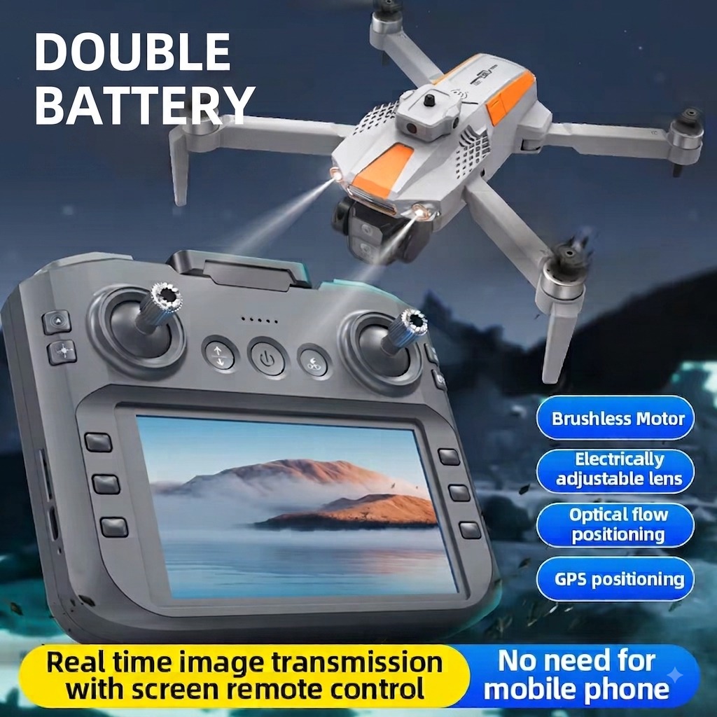 LF669 5G WiFi GPS Brushless Camera Drone with 4.5" Screen Remote, Obstacle Avoidance & Double Battery