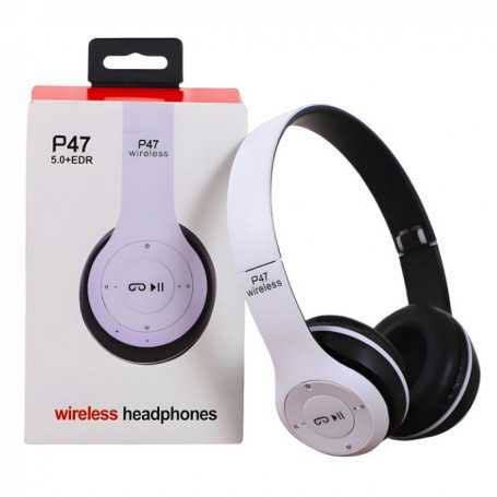 P47 Wireless Bluetooth Headphones | Foldable Stereo Headset with Mic | TF Card & AUX Support | Rechargeable Portable Headphone