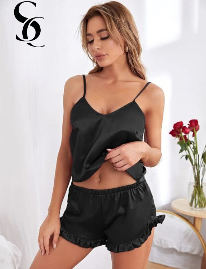 Night Wear for Women Nighty Soft Silk Satin stuff Night suit for girls and women, 2PC Bridal wear Sleeping Dress Girls Sleepwear Loungewear Sleeping Suit lingerie shirt and Pajama ,Night Dress for girls and women