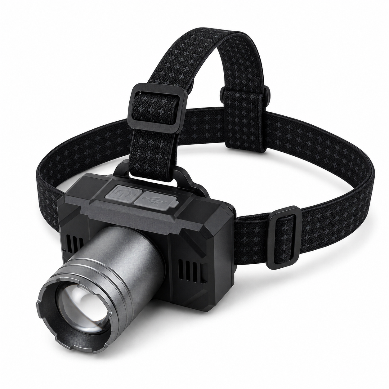 Rechargeable LED Headlamp Headlight with Telescopic Zoom Type-C Charging 3 Light Modes Adjustable Head Strap Bright Head Torch Flashlight for Camping Hiking Fishing Repair Emergency YD-959