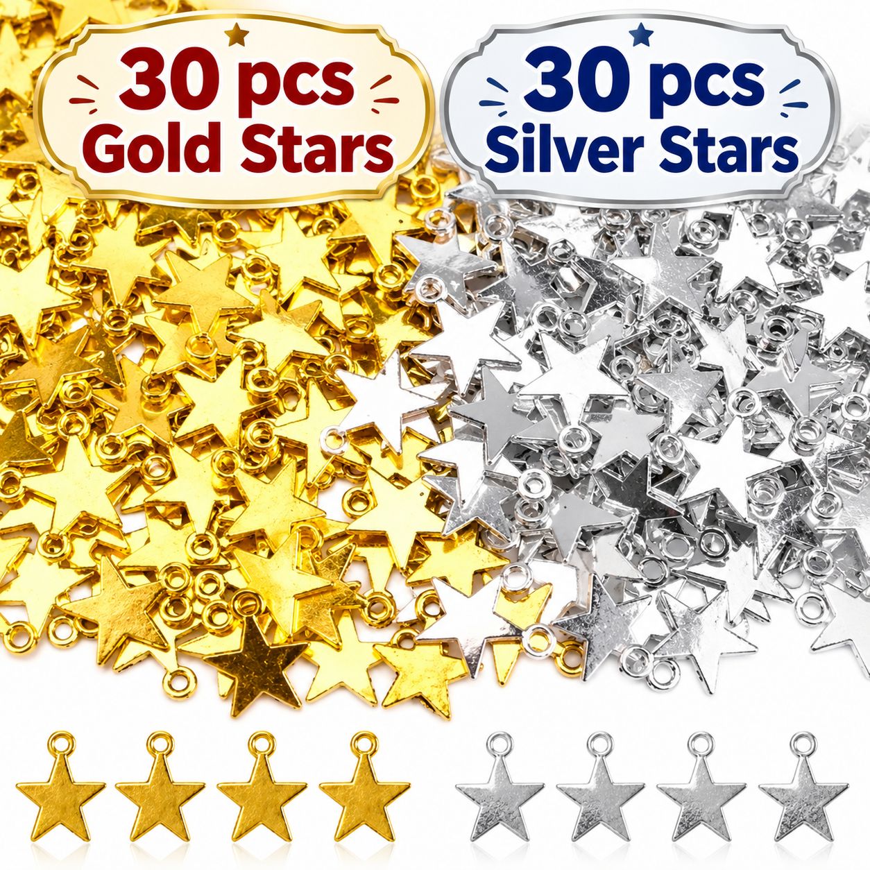 20 /50 /100 Pcs Stainless Steel Star And Moon Charms For Jewellery Making Supplies - DIY Accessories Bracelets Necklace Earrings