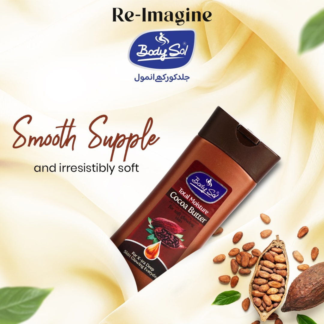 BodySol Cocoa Butter Body Lotion | Deep Moisturizing Lotion for Dry & Rough Skin | Winter Care Body Moisturizer | Non-Greasy | For Men & Women