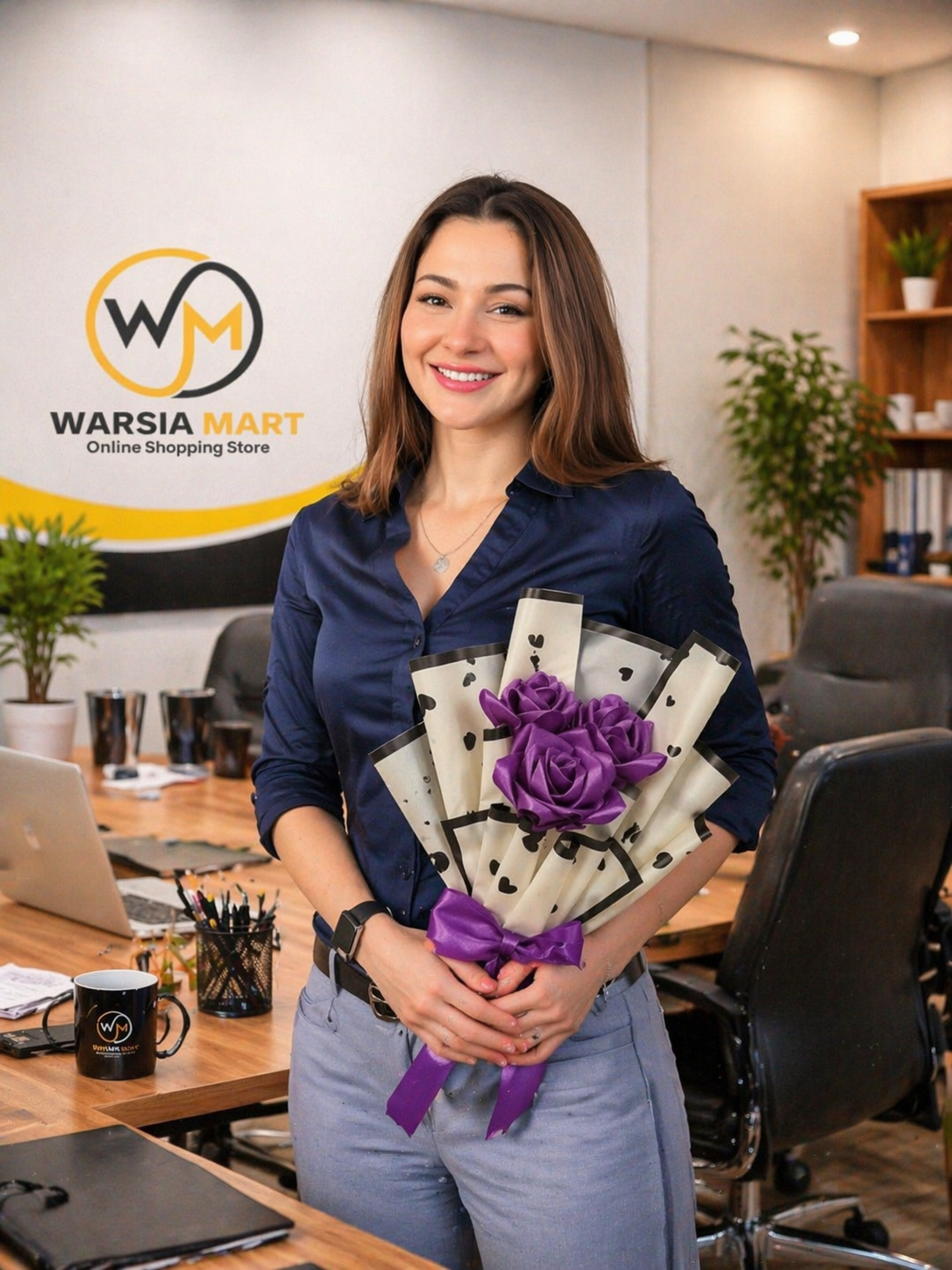 Handmade Ribbon Flower Bouquet – 3 Elegant Artificial Roses Gift Wrapped for Decoration & Gifting