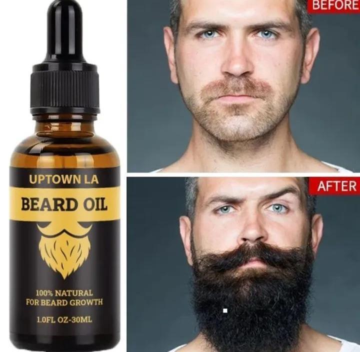 UPTOWN LA 100% Natural Beard Growth Oil (30ml) | Premium Serum for Fuller & Thicker Beard | Men's Grooming