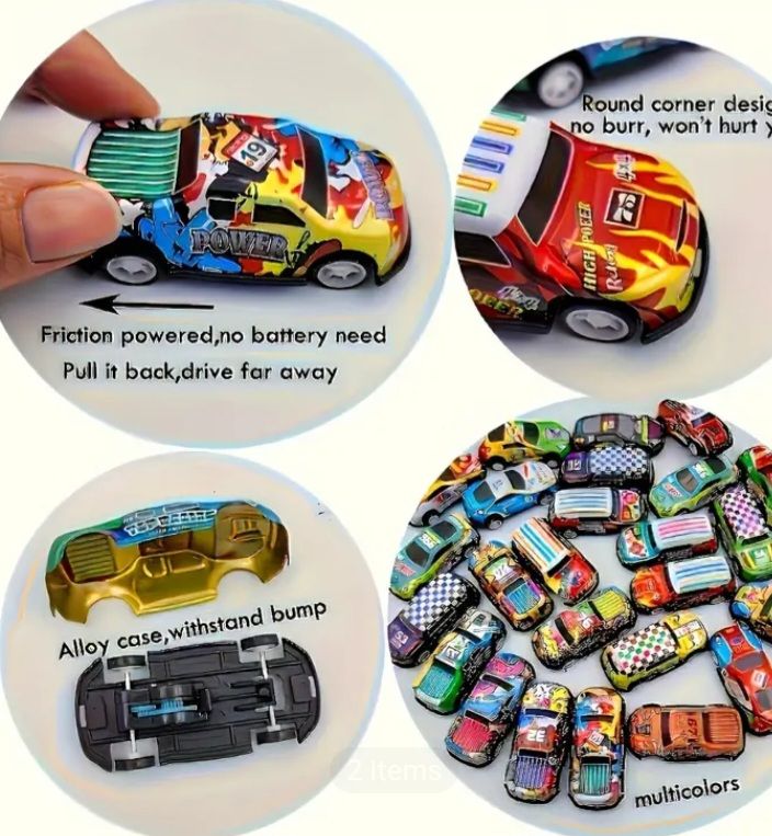 50pcs Alloy Mini Pull Back Toy Car, Pull Back Car Toy Set, Mini Racing Vehicle Toy Model, Nice Birthday Gift for Kids box pack