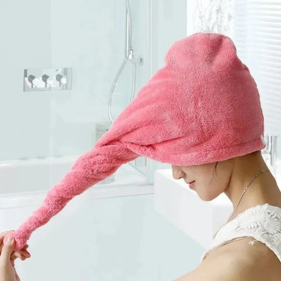 Quick Dry Bath Hair Drying Towel Head Wrap Hat Super Absorbent Shower Cap For Women And For Girls (Randem Colors)