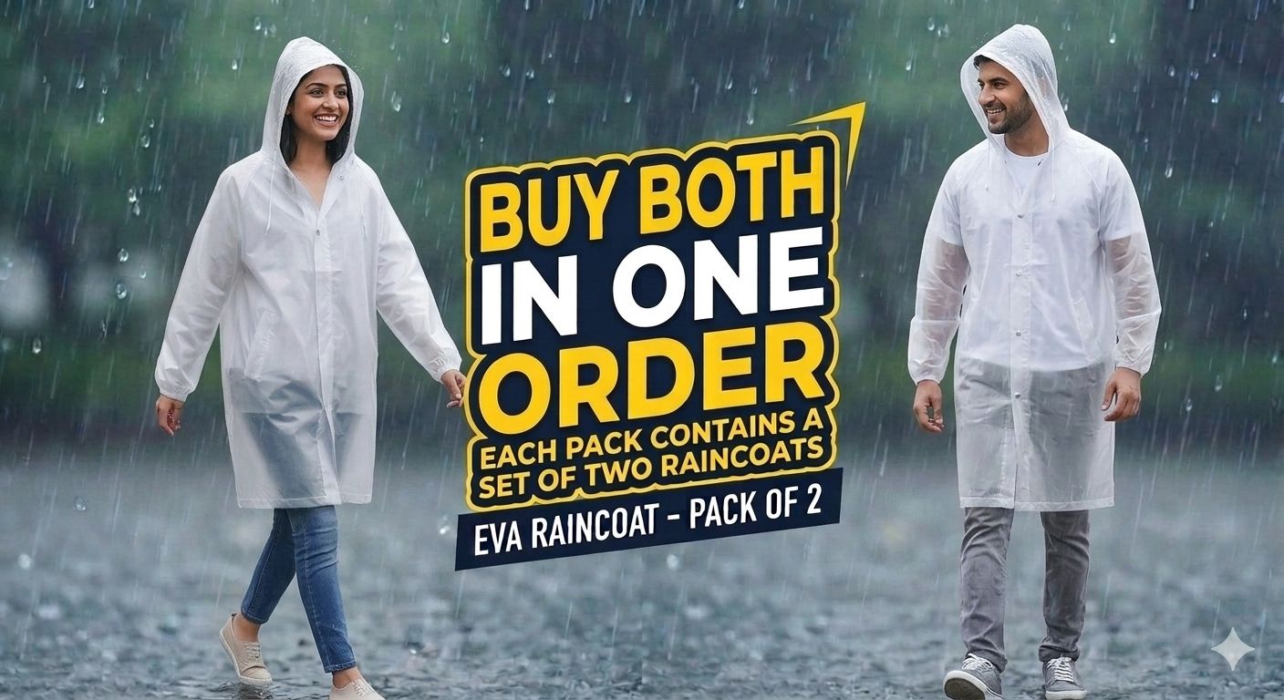 EVA Waterproof Unisex Rain Coat Hooded Full Sleeves Outdoor Men, Women, Boys & Girls Rainwear Poncho Raincoat for Camping, Hiking & Travelling