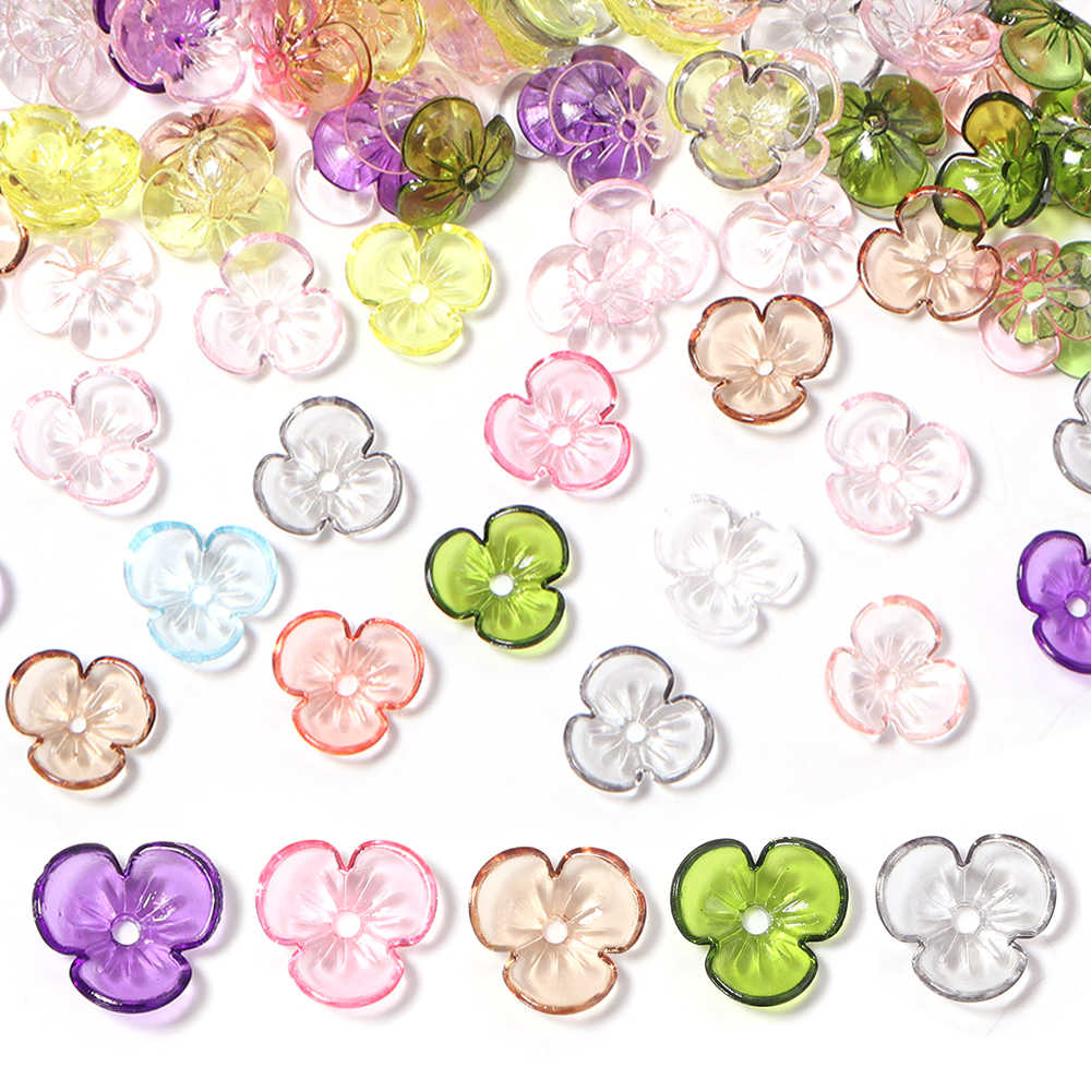 100pcs 9x9.5mm Multicolor Flower Beads Cap Transparent Acrylic Bead Caps For Jewelry Making DIY Jewellery Findings Accessories