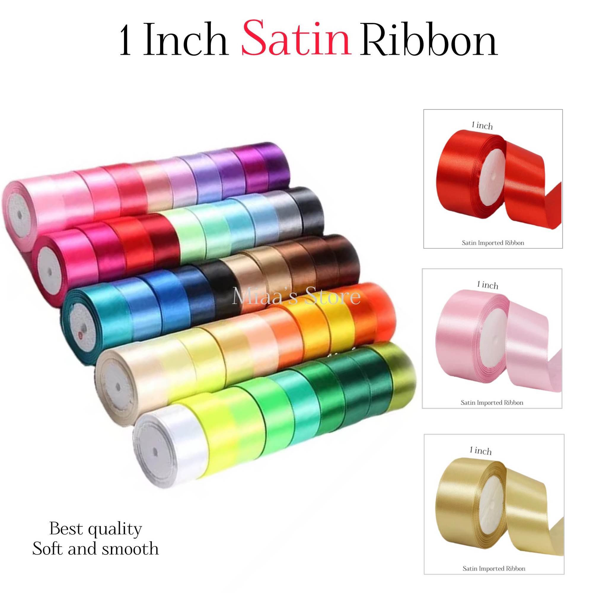 1 Inch Ribbon, 1 Inch Satin Ribbon 18 to 22 yards, Satin Ribbon, Ribbon ...