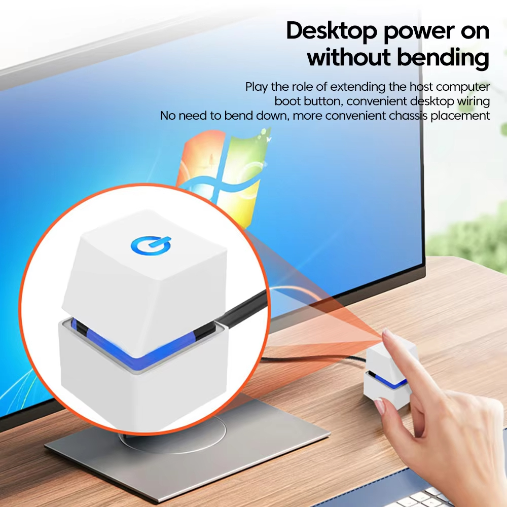 NNBILI Computer Desktop Switch 1.8M LED Lights PC Motherboard External Start Power On/Off Button Extension Cable For Home Office